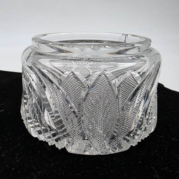 Vintage Clear Cut Glass Candy Jar With Lid Tulip 3" High 4.25" Diameter - Picture 3 of 14